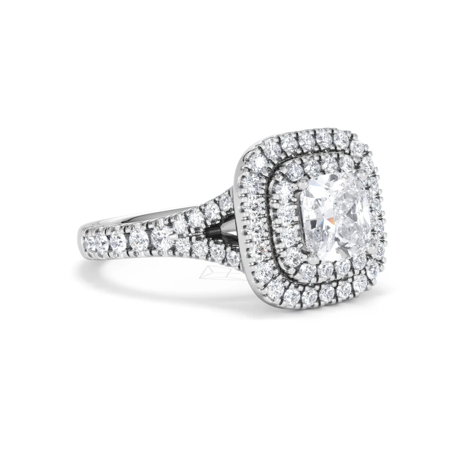 Anastasia GIA Diamond Halo Engagement Ring 18K White Gold 1.85ct G/VS2