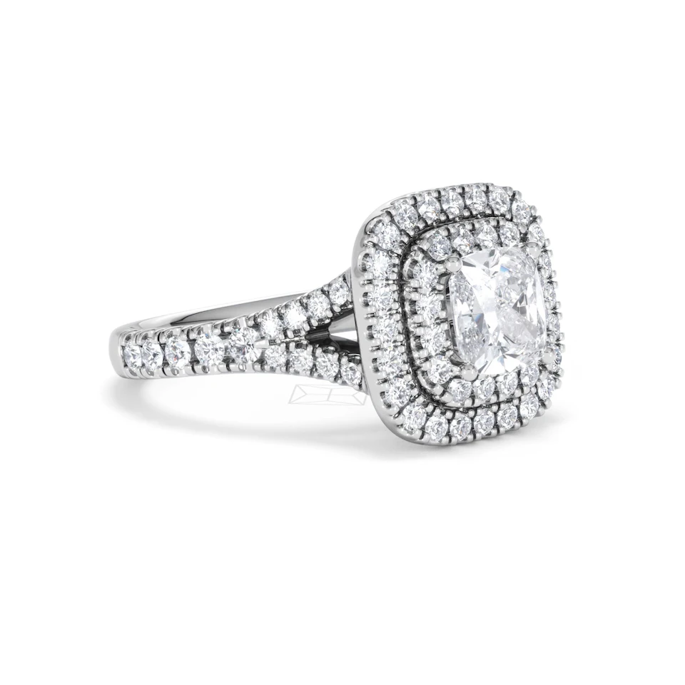 Anastasia Lab Diamond Halo Engagement Ring 18K White Gold 1.85ct F/VS1