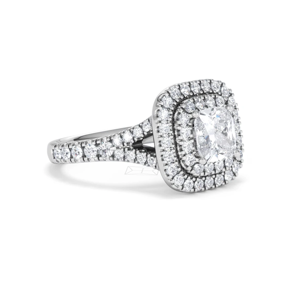 Anastasia GIA Diamond Halo Engagement Ring in Platinum 1.85ct G/VS2