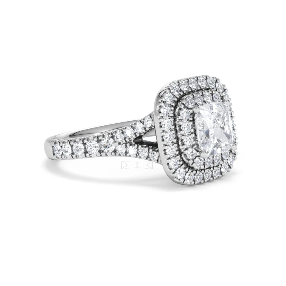 Anastasia Lab Diamond Halo Engagement Ring 18K White Gold 1.85ct F/VS1