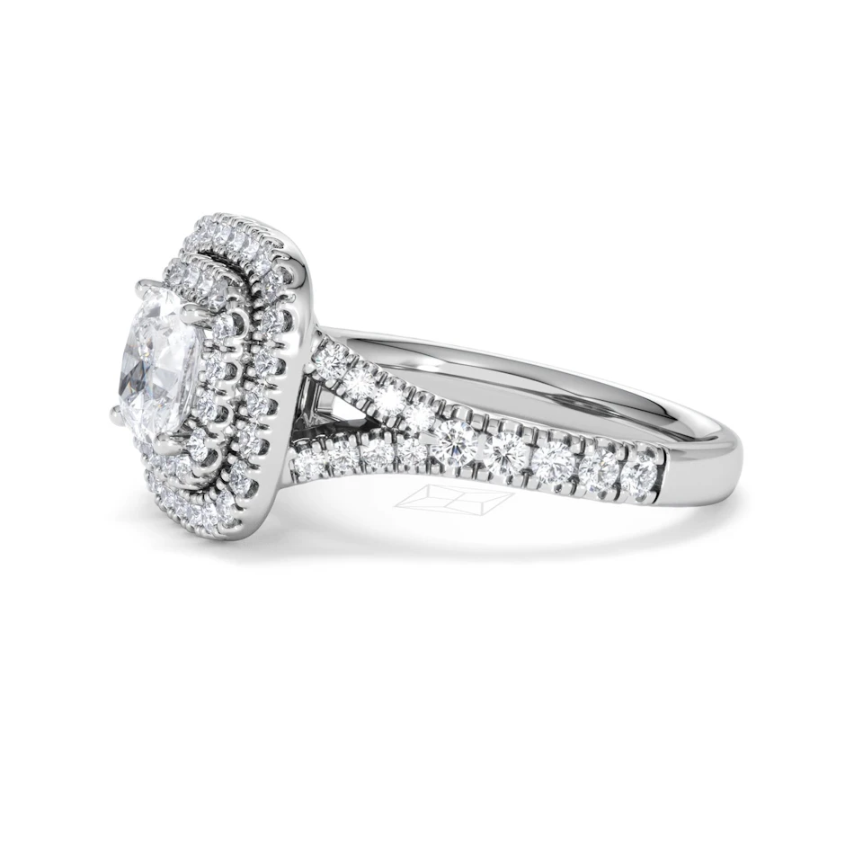 Anastasia Lab Diamond Halo Engagement Ring 18K White Gold 1.85ct F/VS1