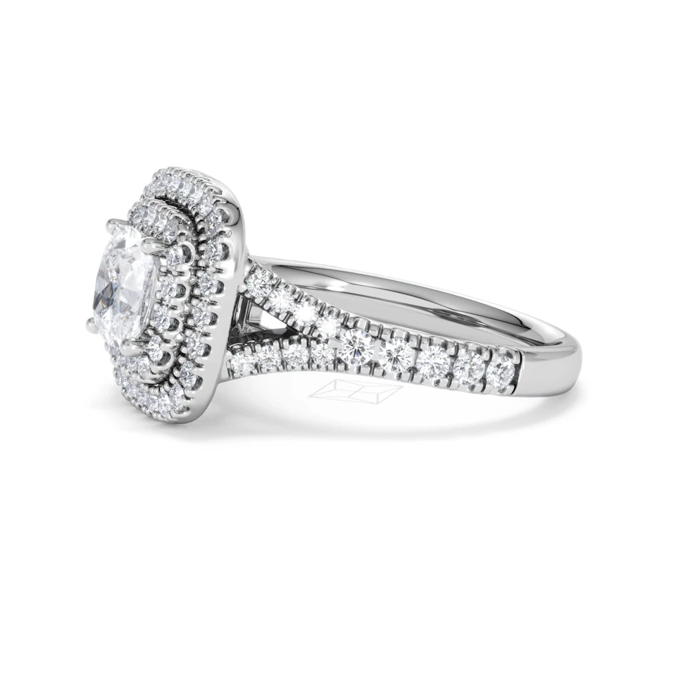 Anastasia GIA Diamond Halo Engagement Ring 18K White Gold 1.85ct G/VS2