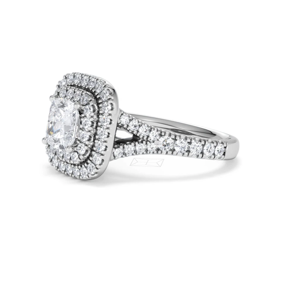 Anastasia Lab Diamond Halo Engagement Ring 18K White Gold 1.85ct F/VS1