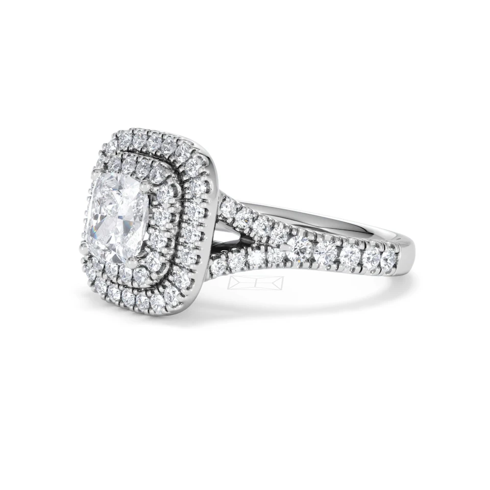 Anastasia GIA Diamond Halo Engagement Ring 18K White Gold 1.85ct G/VS2