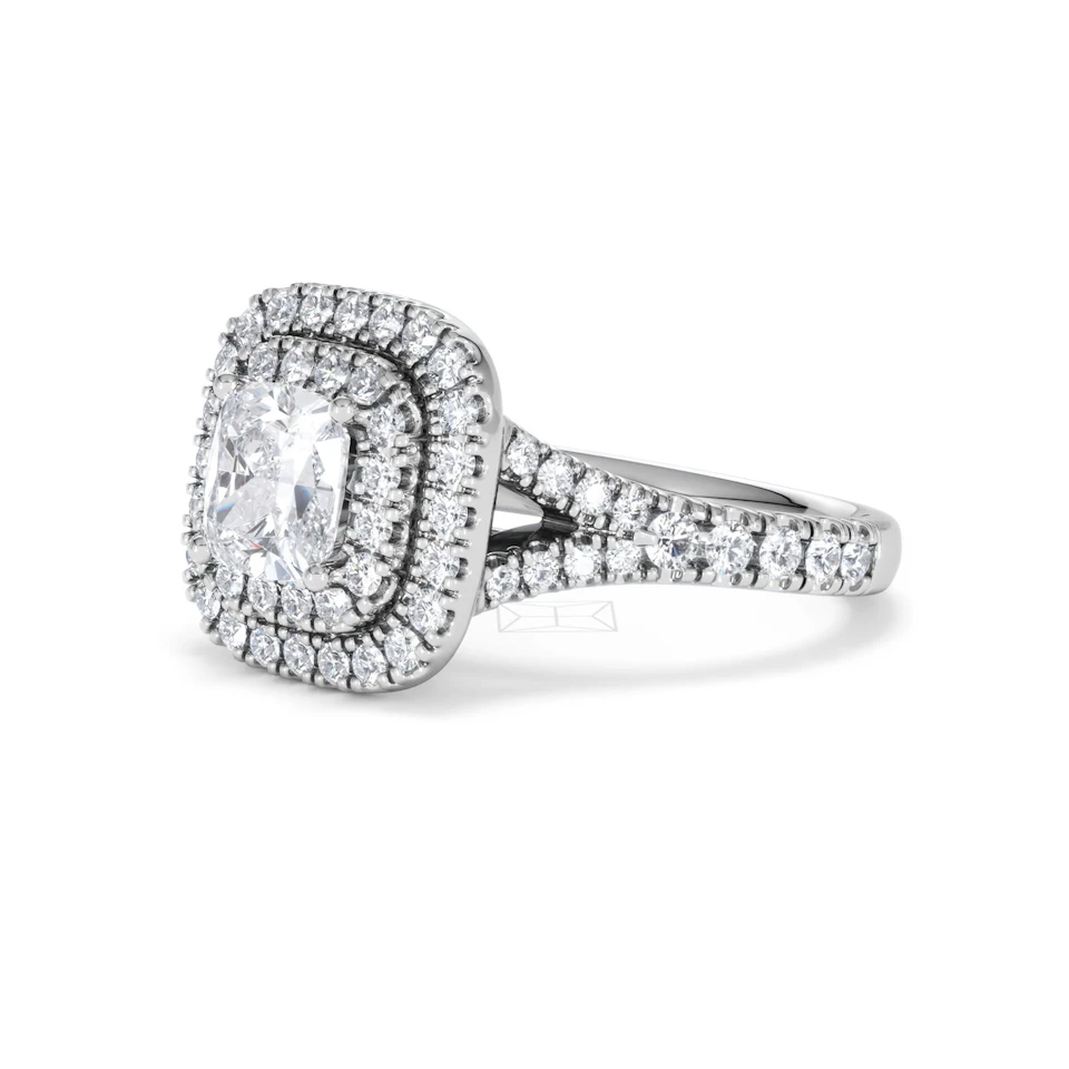 Anastasia Lab Diamond Halo Engagement Ring 18K White Gold 1.85ct F/VS1