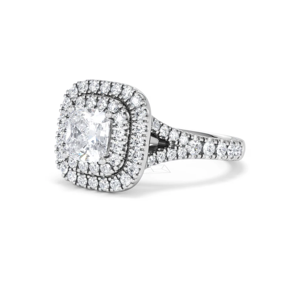 Anastasia GIA Diamond Halo Engagement Ring 18K White Gold 1.85ct G/VS2