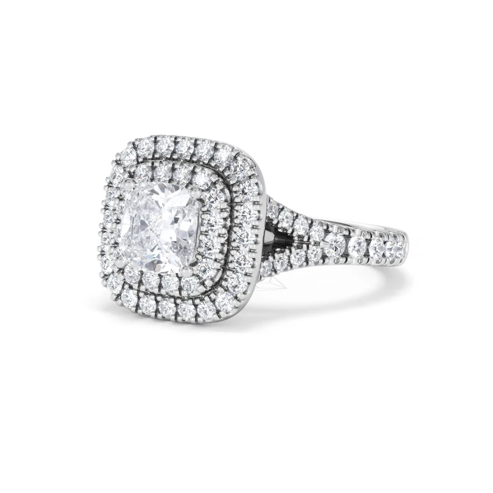 Anastasia Lab Diamond Halo Engagement Ring 18K White Gold 1.85ct F/VS1