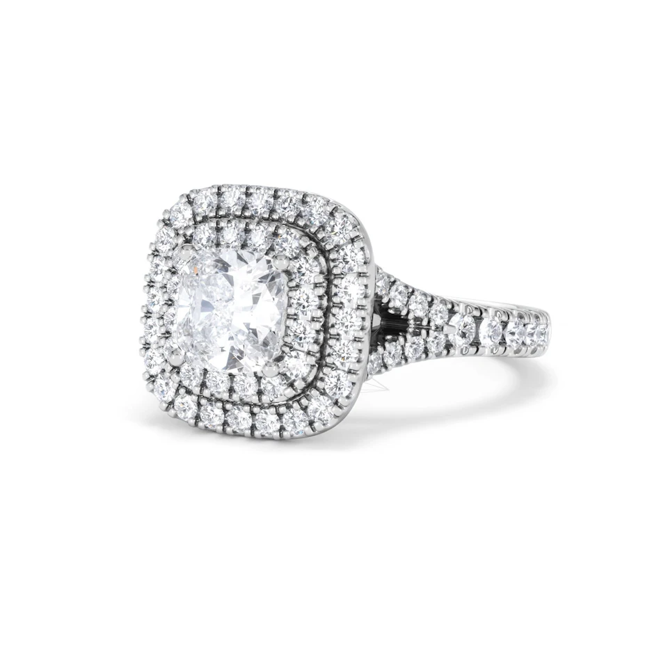 Anastasia Lab Diamond Halo Engagement Ring 18K White Gold 1.85ct F/VS1