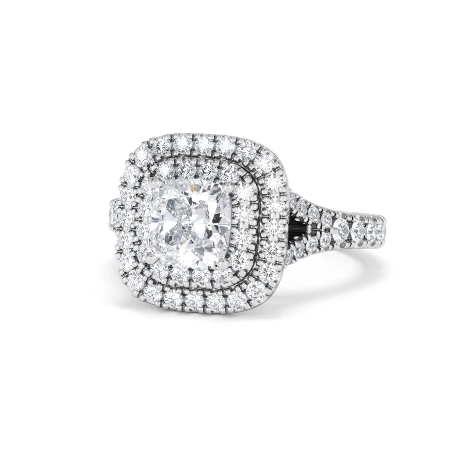 Anastasia Lab Diamond Halo Engagement Ring 18K White Gold 1.85ct F/VS1