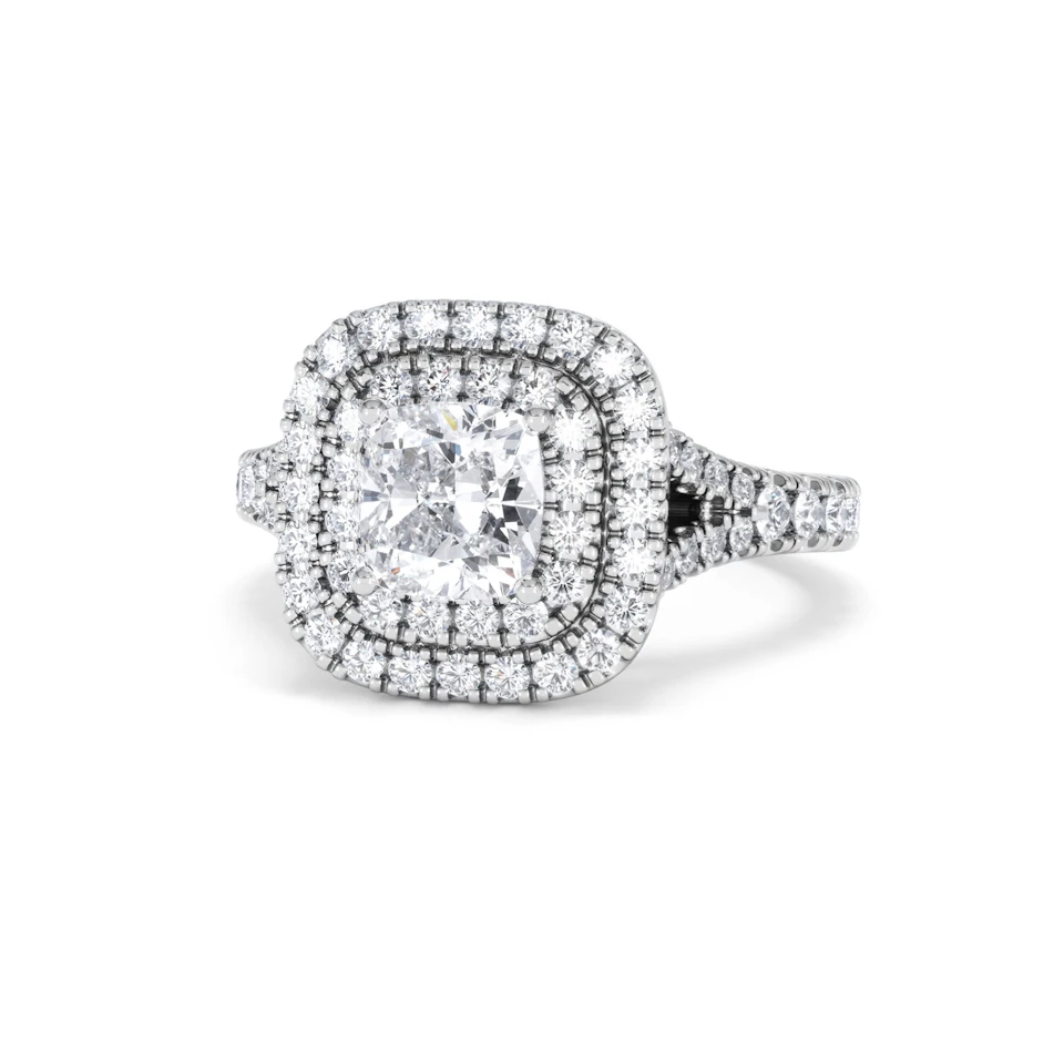 Anastasia Lab Diamond Halo Engagement Ring 18K White Gold 1.85ct F/VS1