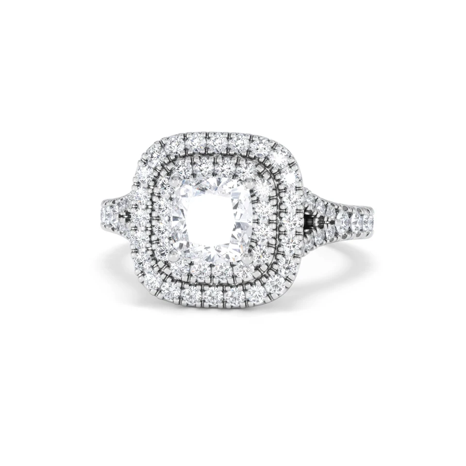 Anastasia Lab Diamond Halo Engagement Ring 18K White Gold 1.85ct F/VS1