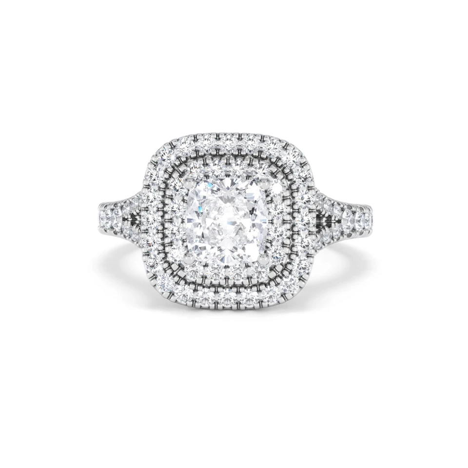 Anastasia GIA Diamond Halo Engagement Ring in Platinum 1.85ct G/VS2
