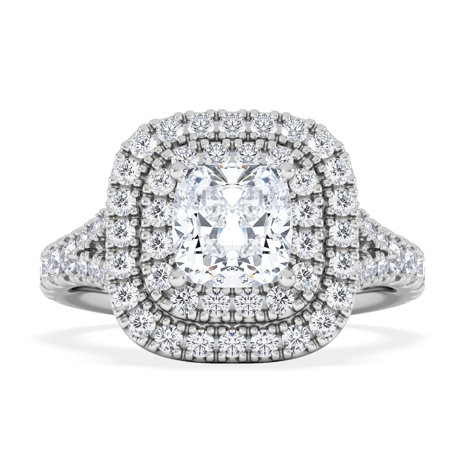 Anastasia GIA Diamond Halo Engagement Ring 18K White Gold 1.85ct G/VS2