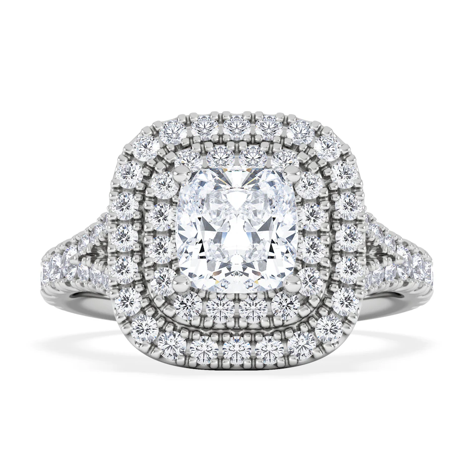 Anastasia GIA Diamond Halo Engagement Ring in Platinum 1.85ct G/VS2