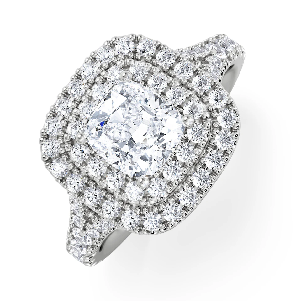 Anastasia GIA Diamond Halo Engagement Ring 18K White Gold 1.85ct G/VS2