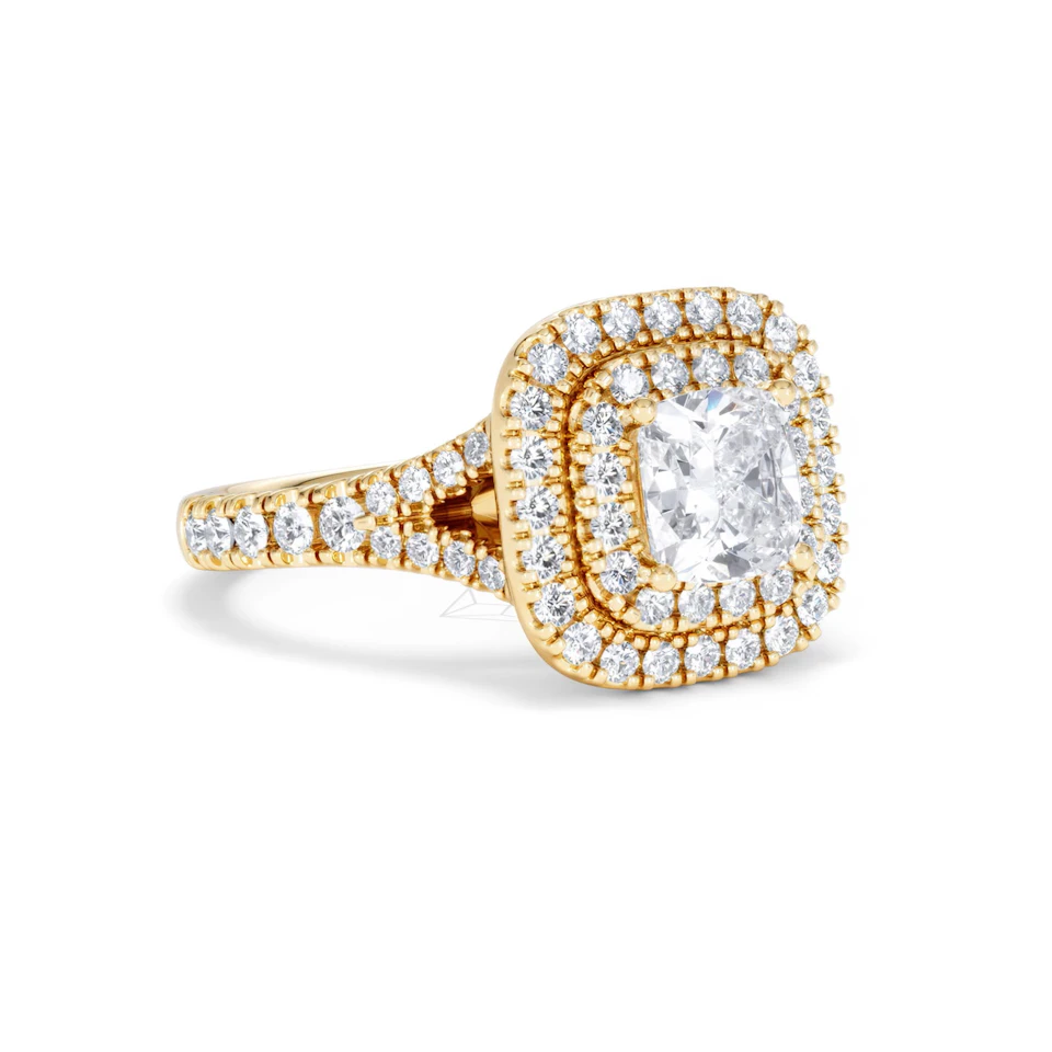 Anastasia GIA Diamond Halo Engagement Ring in 18K Gold 1.85ct G/VS2
