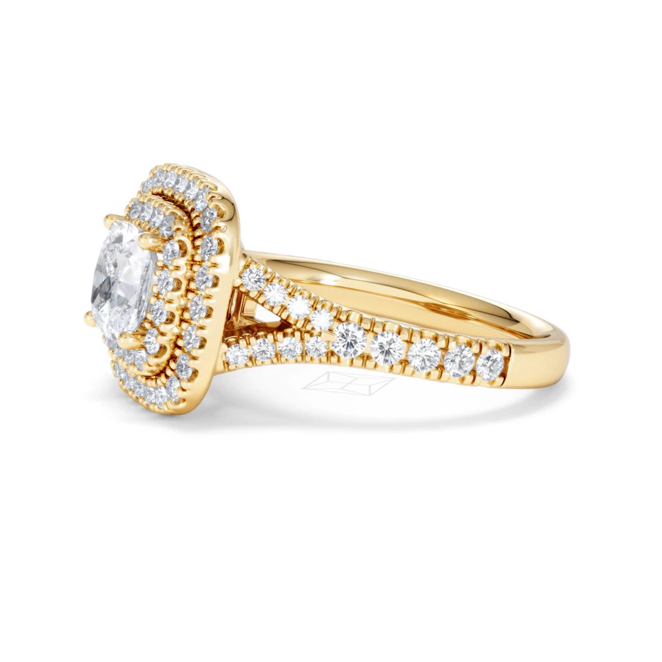 Anastasia GIA Diamond Halo Engagement Ring in 18K Gold 1.85ct G/VS2