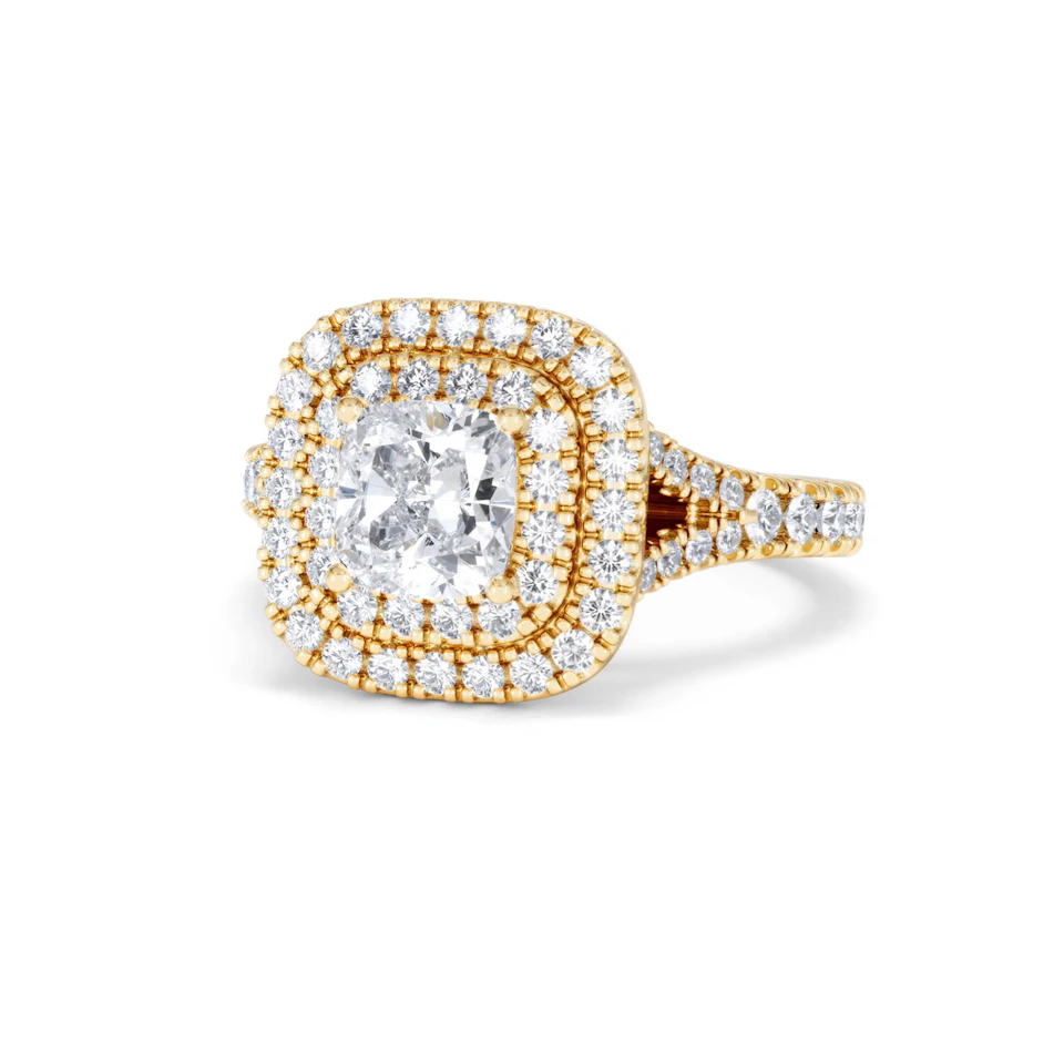 Anastasia GIA Diamond Halo Engagement Ring in 18K Gold 1.85ct G/VS2