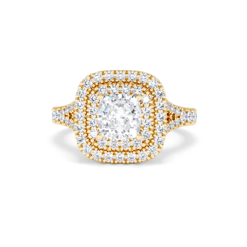 Anastasia GIA Diamond Halo Engagement Ring in 18K Gold 1.85ct G/VS2