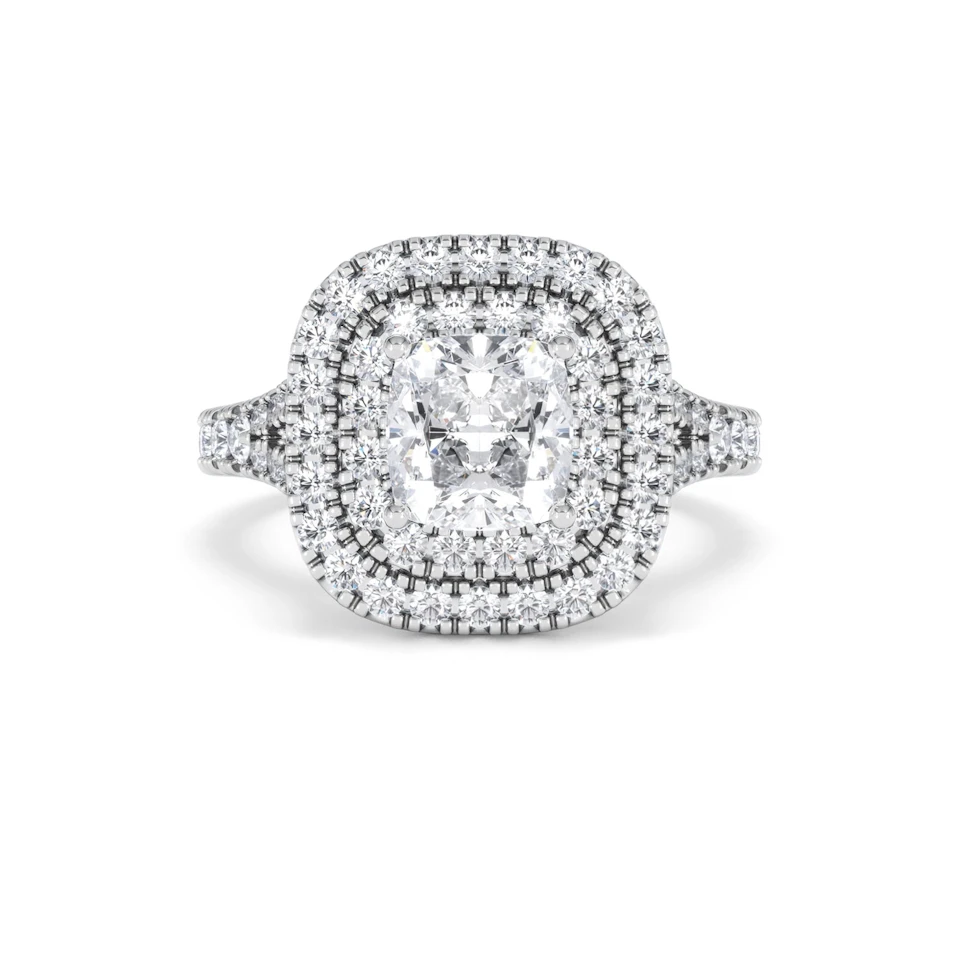 Anastasia Lab Diamond Halo Engagement Ring 18K White Gold 2.15ct F/VS1