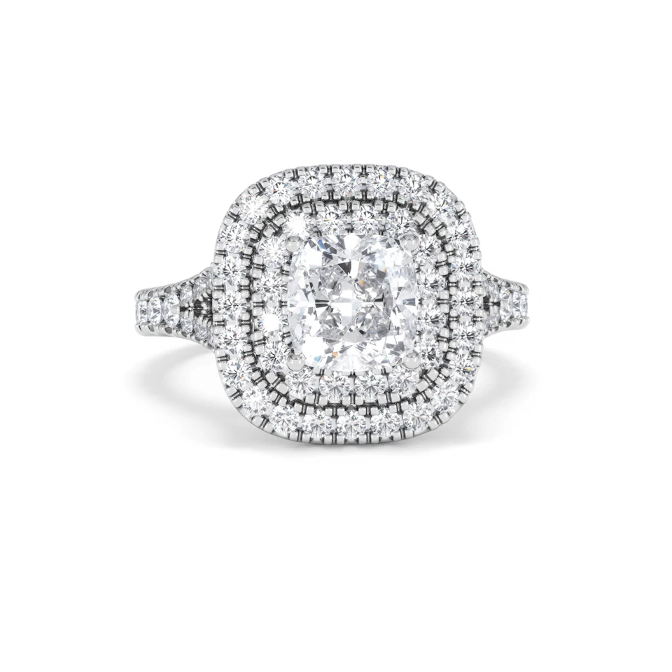 Anastasia Lab Diamond Halo Engagement Ring 18K White Gold 2.15ct F/VS1