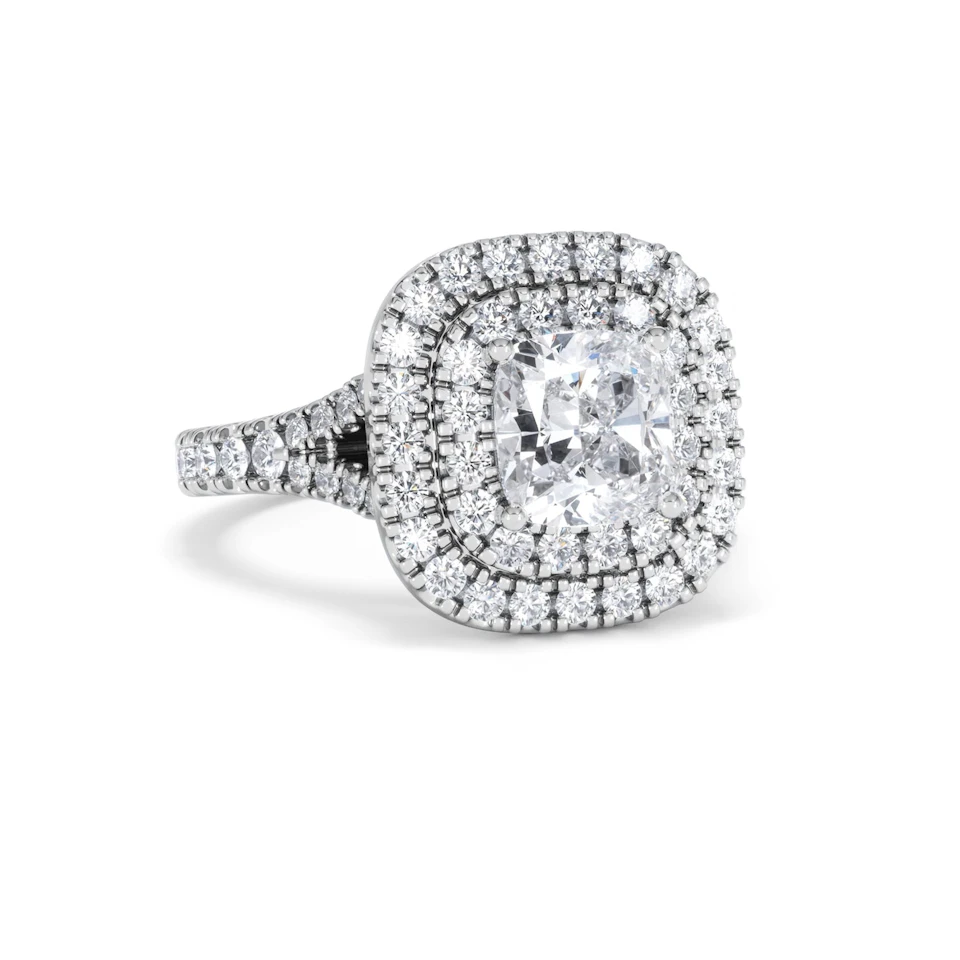 Anastasia Lab Diamond Halo Engagement Ring 18K White Gold 2.15ct F/VS1
