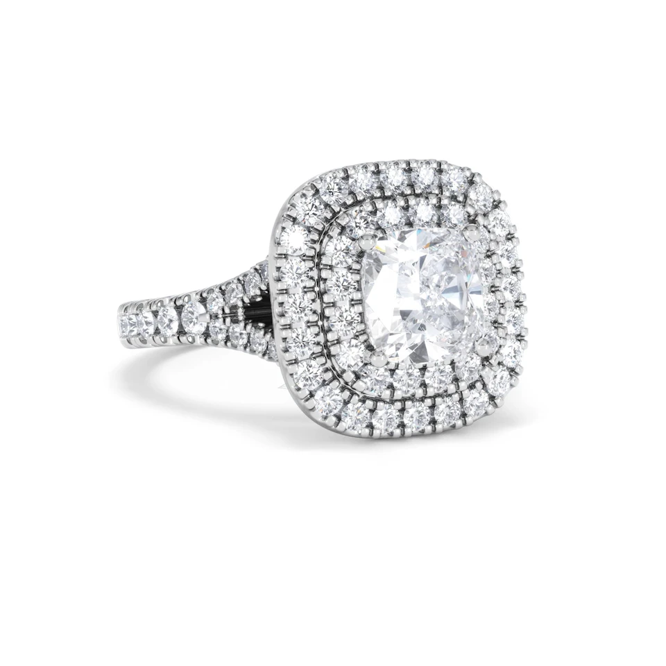 Anastasia Lab Diamond Halo Engagement Ring 18K White Gold 2.15ct F/VS1