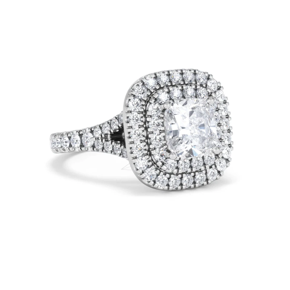 Anastasia Lab Diamond Halo Engagement Ring 18K White Gold 2.15ct F/VS1