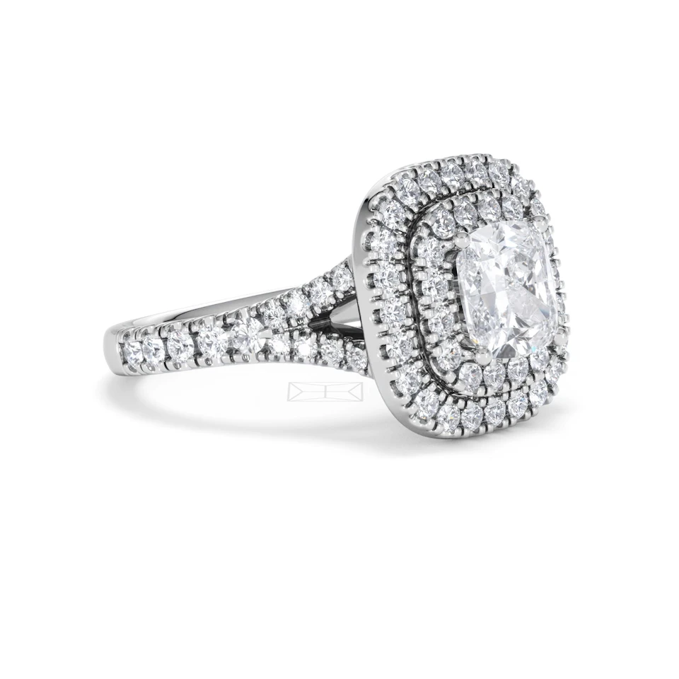 Anastasia Lab Diamond Halo Engagement Ring 18K White Gold 2.15ct F/VS1