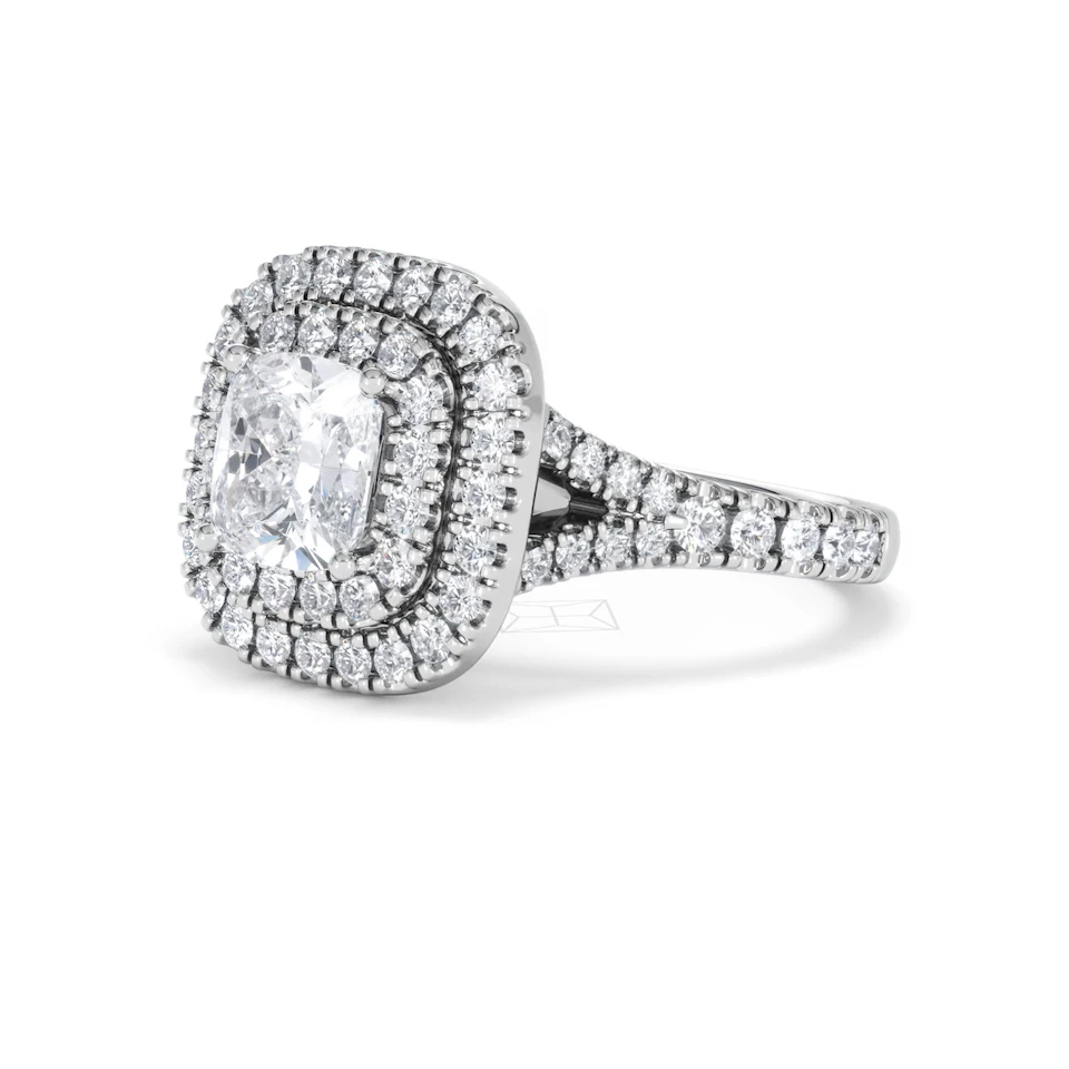 Anastasia Lab Diamond Halo Engagement Ring 18K White Gold 2.15ct F/VS1