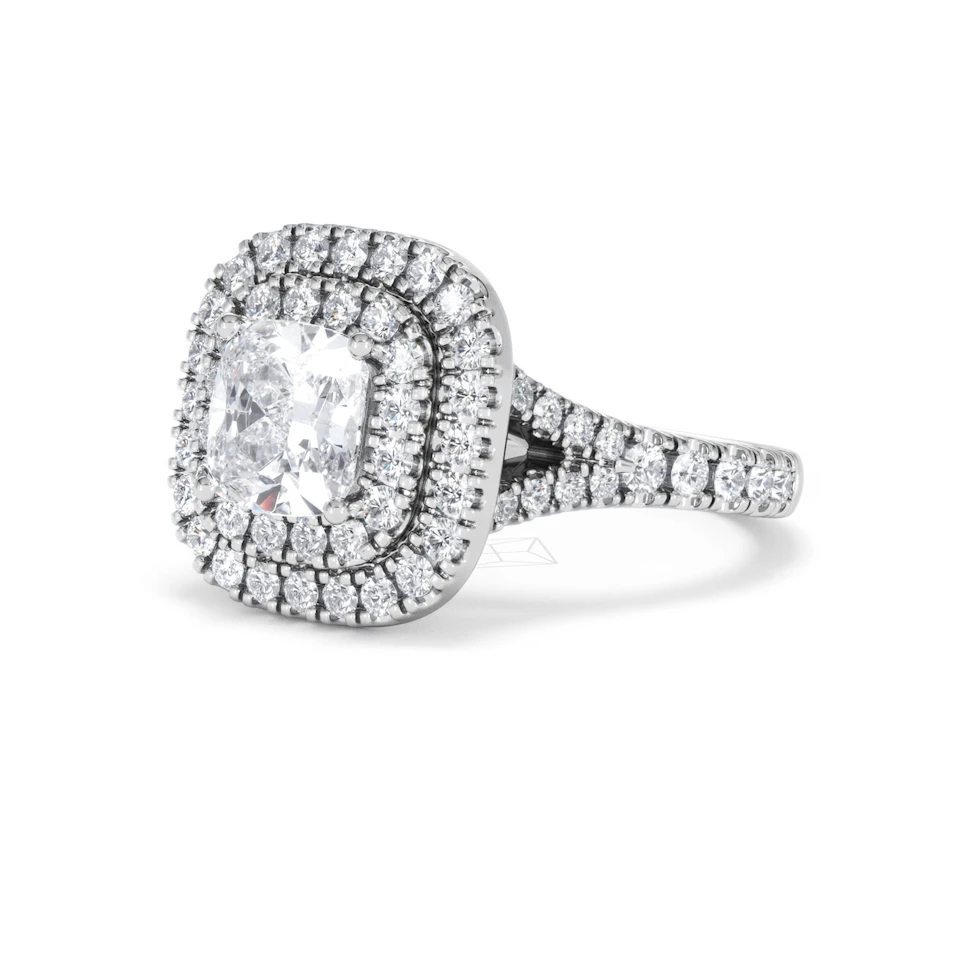 Anastasia Lab Diamond Halo Engagement Ring 18K White Gold 2.15ct F/VS1