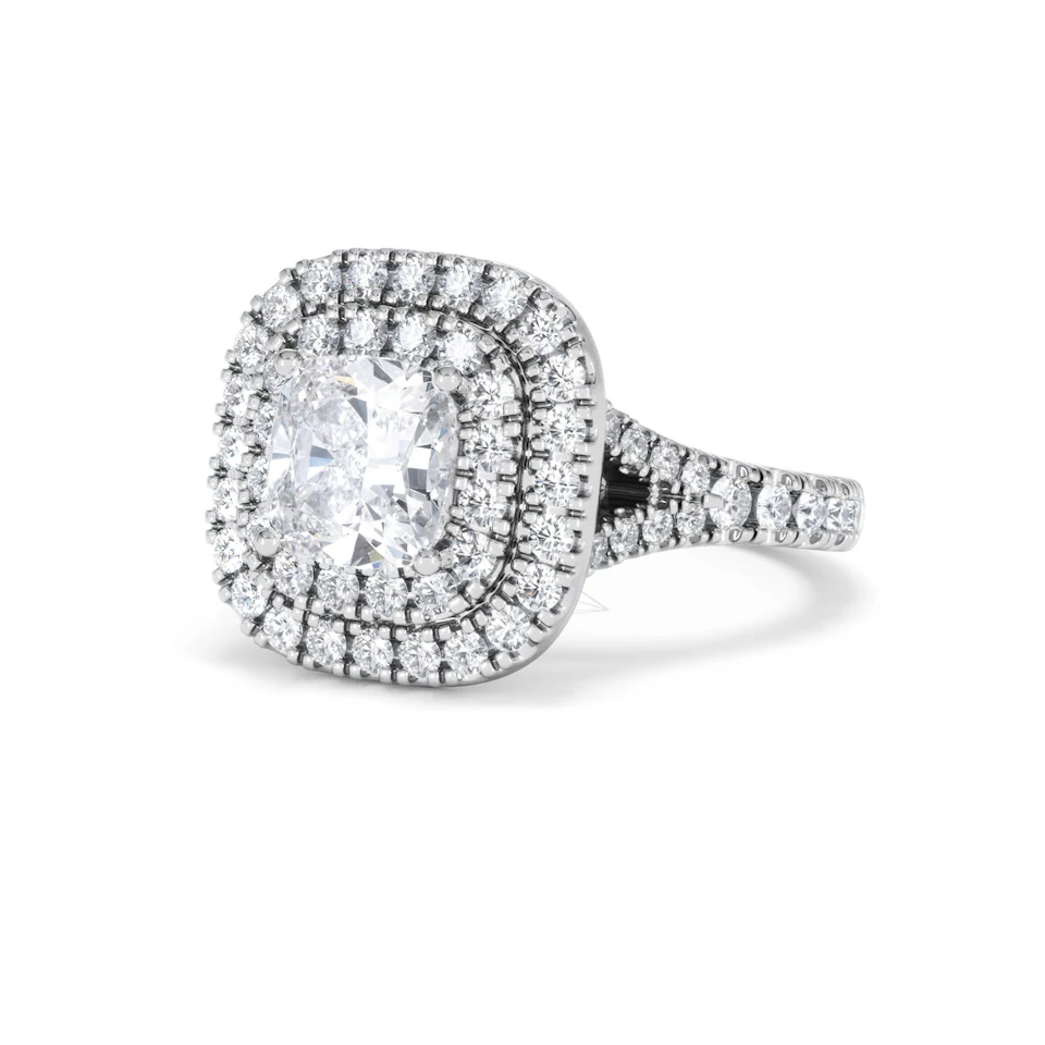 Anastasia Lab Diamond Halo Engagement Ring 18K White Gold 2.15ct F/VS1