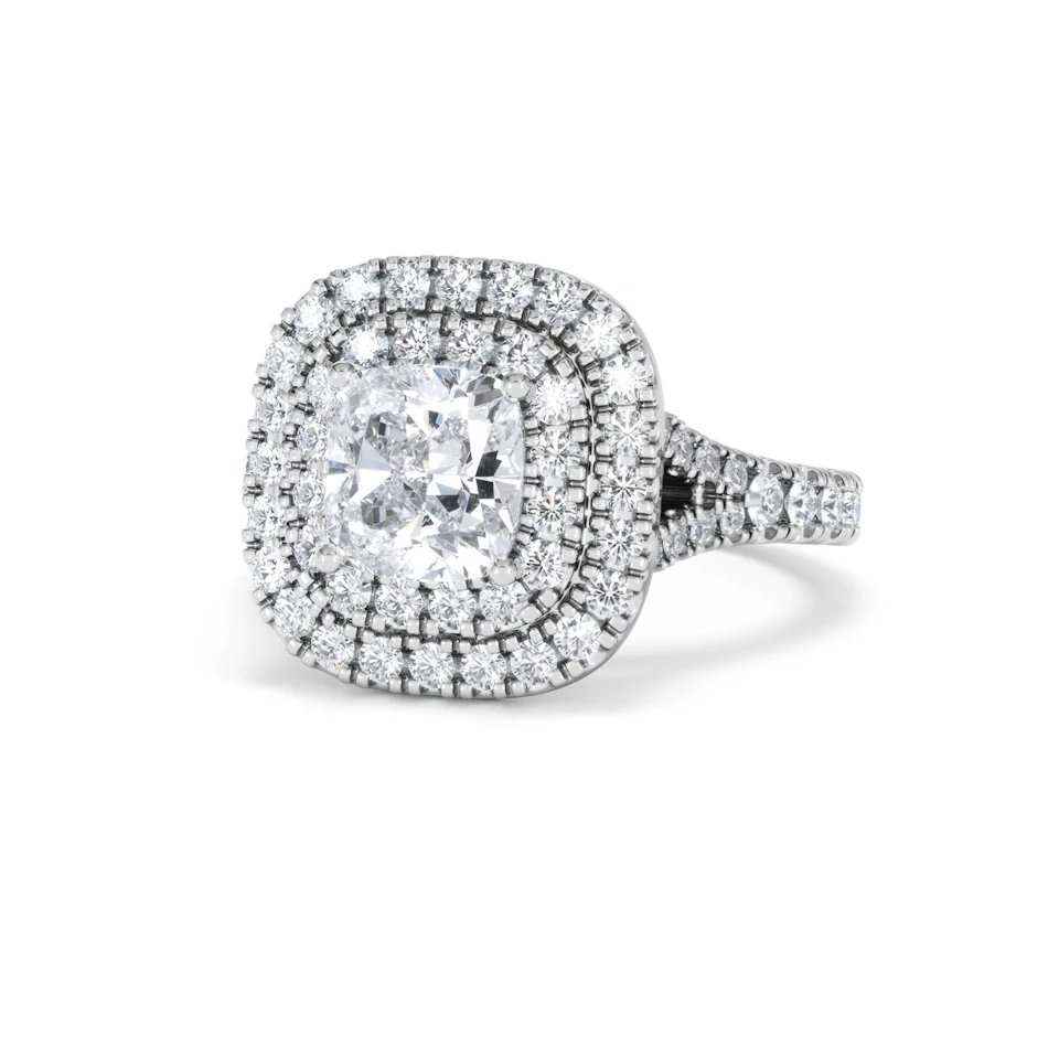 Anastasia Lab Diamond Halo Engagement Ring 18K White Gold 2.15ct F/VS1