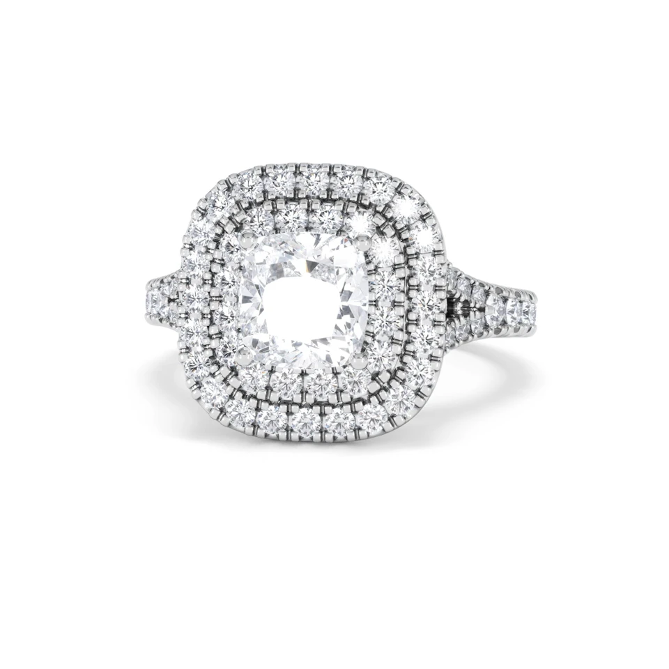 Anastasia Lab Diamond Halo Engagement Ring 18K White Gold 2.15ct F/VS1