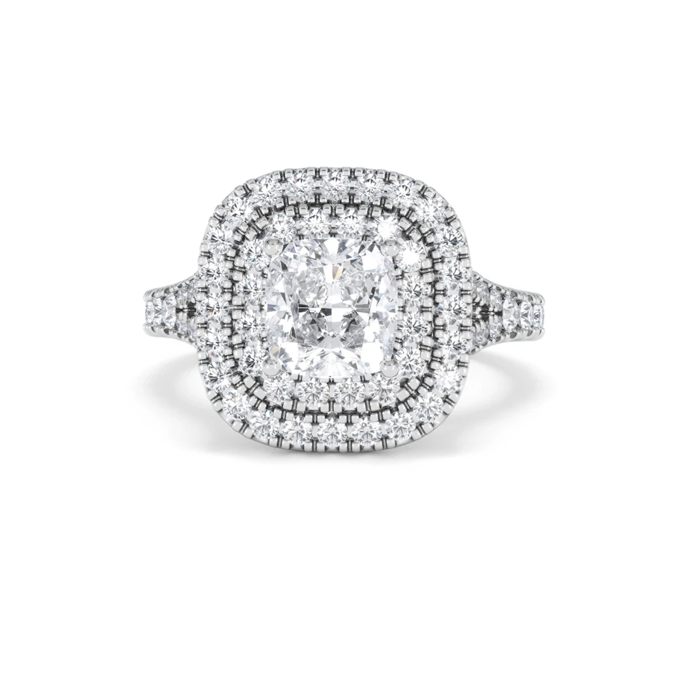Anastasia Lab Diamond Halo Engagement Ring 18K White Gold 2.15ct F/VS1
