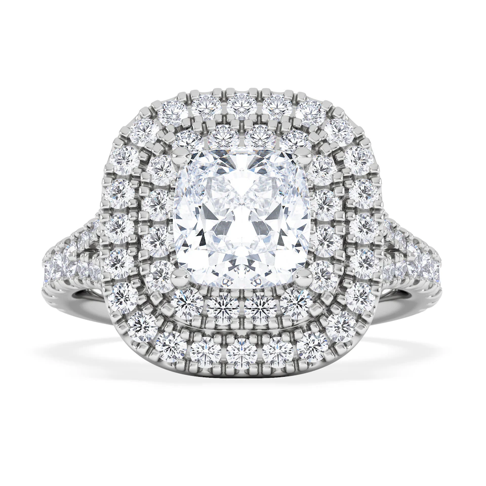 Anastasia Lab Diamond Halo Engagement Ring 18K White Gold 2.15ct F/VS1