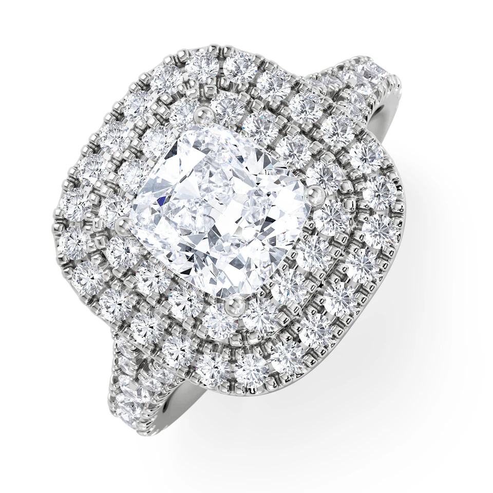 Anastasia Lab Diamond Halo Engagement Ring in Platinum 2.15ct F/VS1