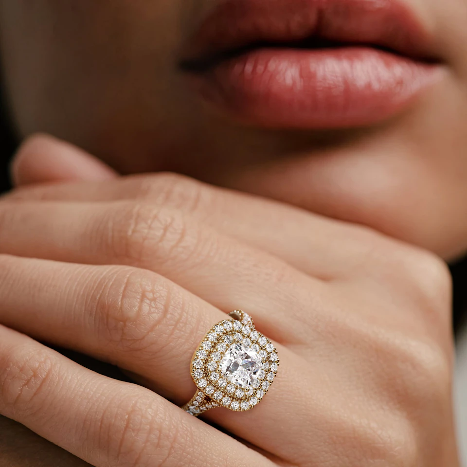 Anastasia Lab Diamond Halo Engagement Ring in 18K Gold 2.15ct F/VS1
