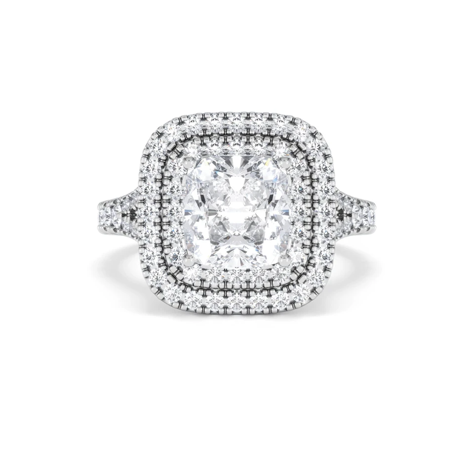 Anastasia Lab Diamond Halo Engagement Ring in Platinum 2.70ct F/VS1