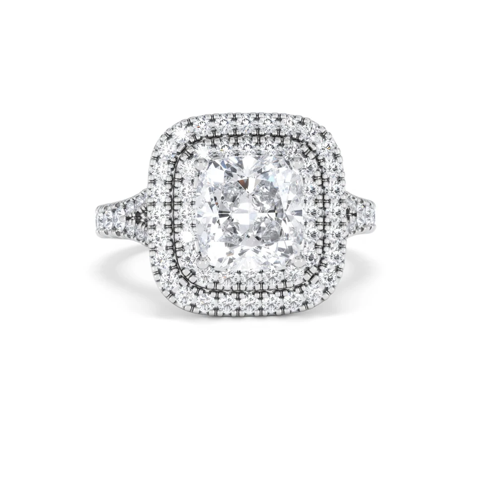 Anastasia Lab Diamond Halo Engagement Ring 18K White Gold 2.70ct F/VS1
