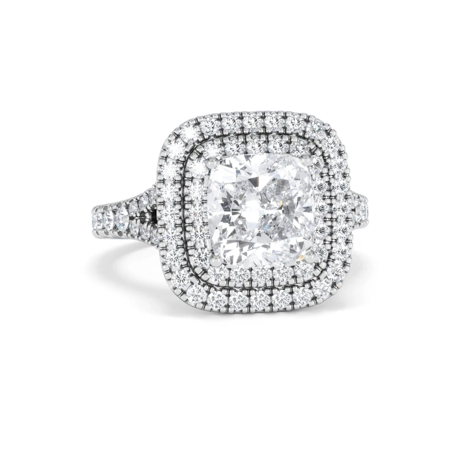 Anastasia Lab Diamond Halo Engagement Ring 18K White Gold 2.70ct F/VS1