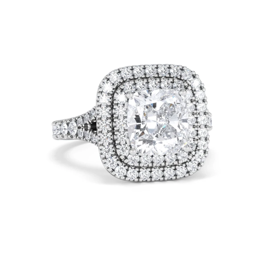 Anastasia Lab Diamond Halo Engagement Ring 18K White Gold 2.70ct F/VS1