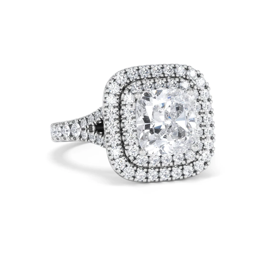 Anastasia Lab Diamond Halo Engagement Ring in Platinum 2.70ct F/VS1