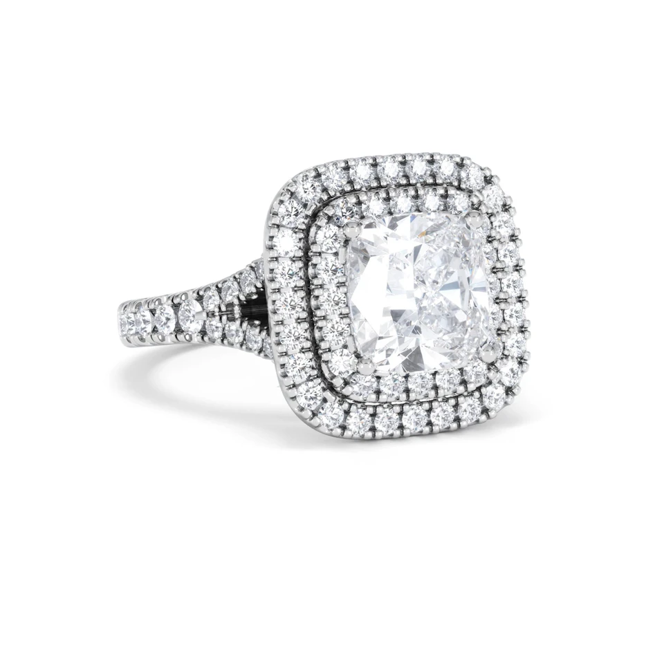 Anastasia Lab Diamond Halo Engagement Ring 18K White Gold 2.70ct F/VS1