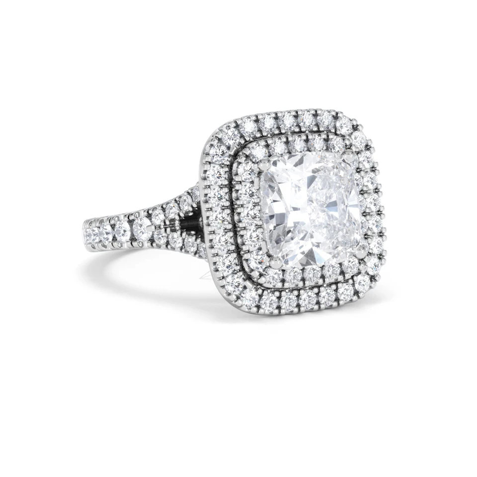 Anastasia Lab Diamond Halo Engagement Ring 18K White Gold 2.70ct F/VS1