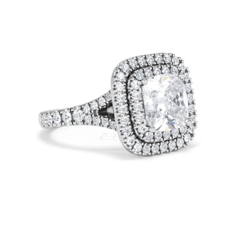 Anastasia Lab Diamond Halo Engagement Ring 18K White Gold 2.70ct F/VS1