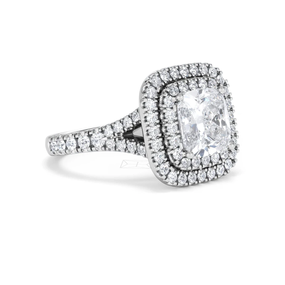 Anastasia Lab Diamond Halo Engagement Ring 18K White Gold 2.70ct F/VS1