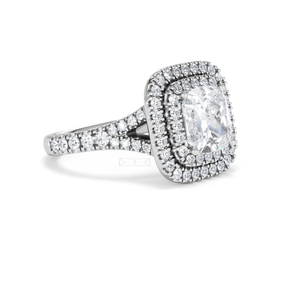 Anastasia Lab Diamond Halo Engagement Ring 18K White Gold 2.70ct F/VS1