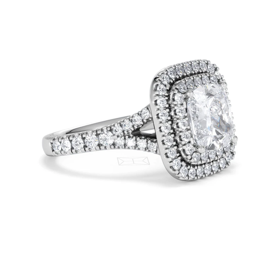 Anastasia Lab Diamond Halo Engagement Ring in Platinum 2.70ct F/VS1