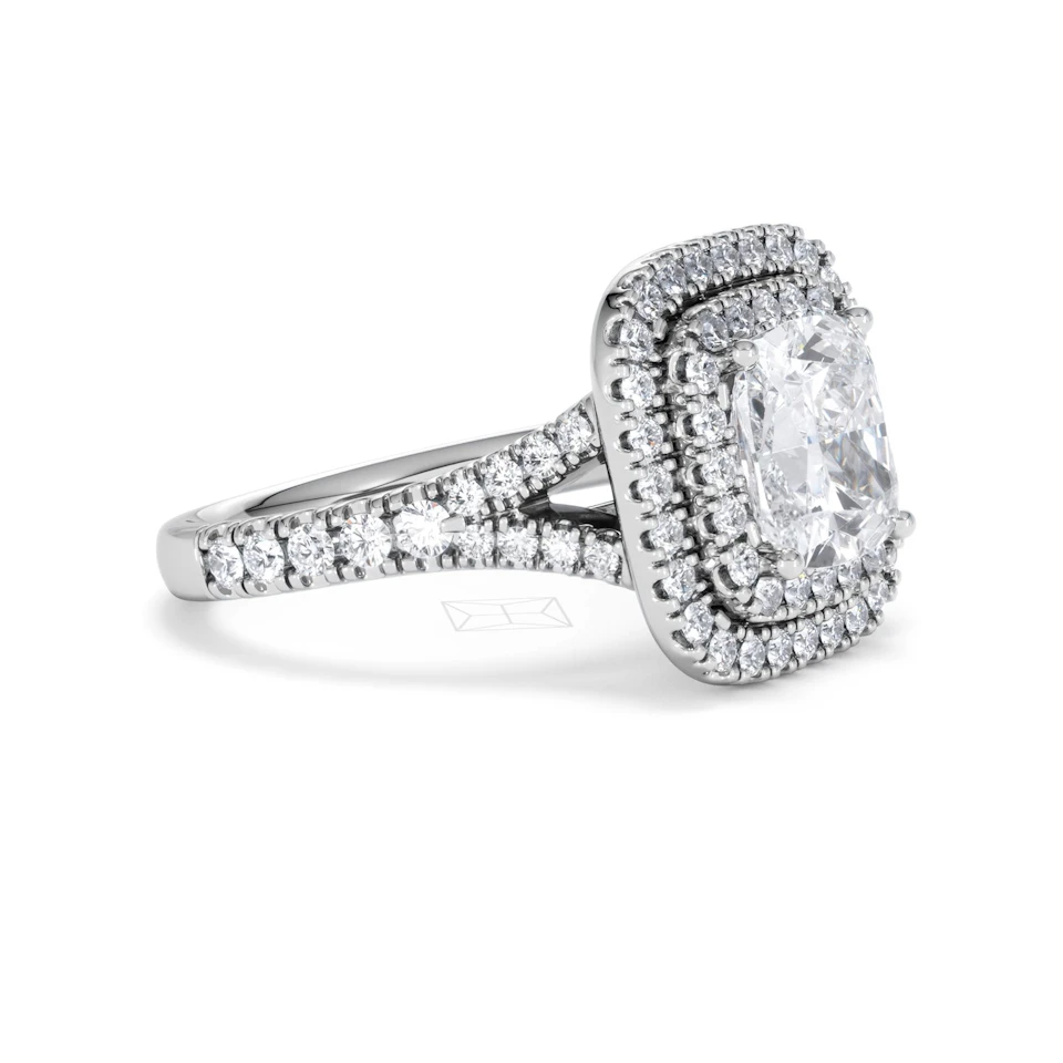 Anastasia Lab Diamond Halo Engagement Ring in Platinum 2.70ct F/VS1